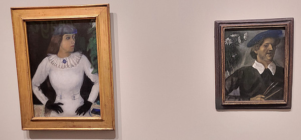 Zwei Werke von Chagall, links seine spätere Ehefrau, rechts ein Selbstportrait