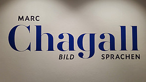 Logo der Veranstaltung mit Text "Marc Chagall Bild Sprachen"